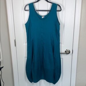 Just JLL linen sleeveless dress with ballon hem teal size large